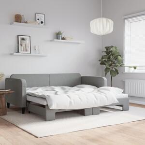 VidaXL világosszürke kihúzható szövet heverő 90 x 200 cm