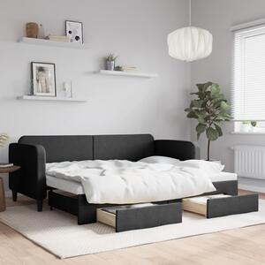 VidaXL fekete kihúzható szövet heverő fiókokkal 80 x 200 cm