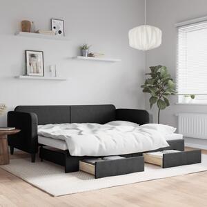 VidaXL fekete kihúzható szövet heverő fiókokkal 90 x 200 cm