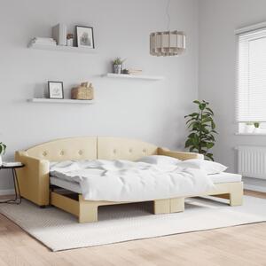 VidaXL krémszínű kihúzható szövet heverő 90 x 200 cm