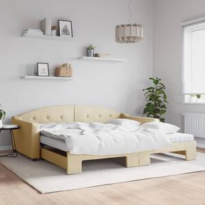 VidaXL krémszínű kihúzható szövet heverő matracokkal 100x200 cm