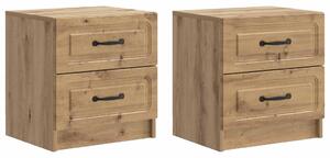 VidaXL Éjjeliszekrény fiókkal 2 pcs Kézműves Tölgy 43 x 34,5 x 44,5 cm