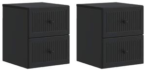 VidaXL Fali éjjeli szekrény 2 pcs Fekete 33 x 34,5 x 40 cm Szerelt Fa