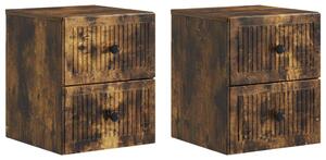 VidaXL Fali éjjeli szekrény 2 pcs Füstös Tölgy 33 x 34,5 x 40 cm
