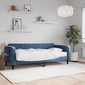 VidaXL kék bársony heverő matraccal 90 x 200 cm