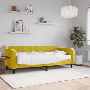 VidaXL sárga bársony heverő matraccal 90 x 200 cm