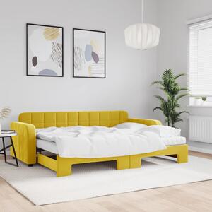 VidaXL sárga kihúzható bársony heverő matraccal 80 x 200 cm