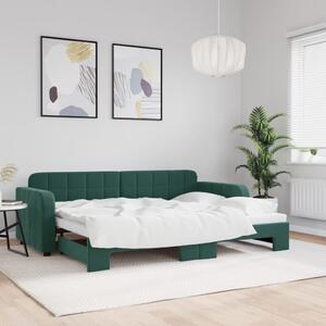 VidaXL sötétzöld kihúzható bársony heverő 80 x 200 cm