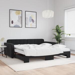 VidaXL fekete kihúzható bársony heverő matraccal 100 x 200 cm