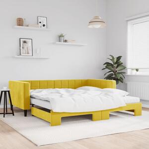 VidaXL sárga kihúzható bársony heverő matraccal 100 x 200 cm