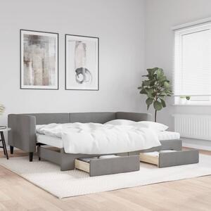VidaXL sötétszürke kihúzható szövet heverő fiókkal 90 x 190 cm