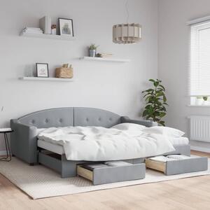 VidaXL világosszürke kihúzható szövet heverő fiókkal 90 x 190 cm