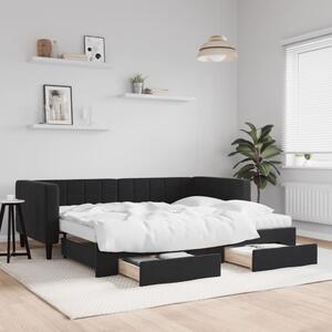 VidaXL fekete kihúzható bársony heverő fiókkal 90 x 190 cm
