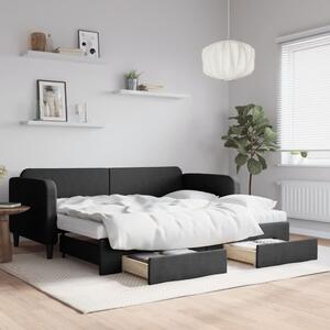 VidaXL fekete kihúzható szövet heverő fiókkal 90 x 190 cm