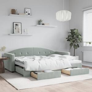 VidaXL világosszürke kihúzható bársony heverő fiókkal 80 x 200 cm