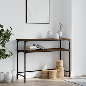 Barna tölgyszínű szerelt fa tálalóasztal 100x35,5x75 cm