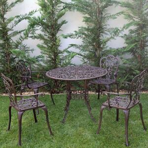 Meda alumínium kerti bútor szett 4 székkel, barna