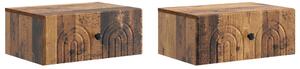 VidaXL Fali éjjeli szekrény fiókkal 2 pcs Antik Fa 49 x 34,5 x 20 cm