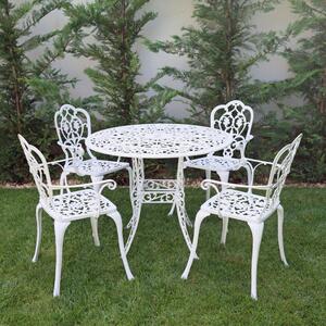 Meda alumínium kerti bútor szett 4 székkel, fehér