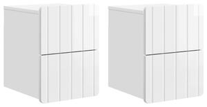 VidaXL Fali éjjeli szekrény 2 pcs Magasfényű Fehér 33 x 34,5 x 43 cm