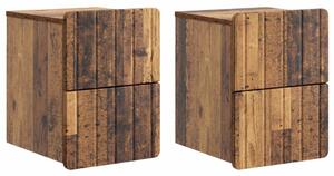 VidaXL Fali éjjeli szekrény fiókkal 2 pcs Antik Fa 33 x 34,5 x 43 cm