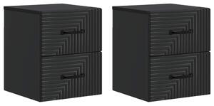 VidaXL Fali éjjeli szekrény 2 pcs Fekete 34,5 x 33 x 40 cm Szerelt Fa