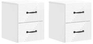 VidaXL Fali éjjeli szekrény 2 pcs Magasfényű Fehér 34,5 x 33 x 40 cm