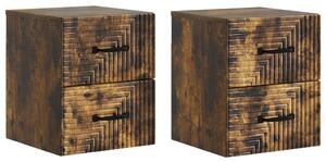 VidaXL Fali éjjeli szekrény 2 pcs Füstös Tölgy 34,5 x 33 x 40 cm