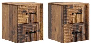VidaXL Fali éjjeli szekrény fiókkal 2 pcs Antik Fa 34,5 x 33 x 40 cm