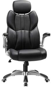 Ergonomikus forgószék, irodai szék összecsukható karokkal, fekete