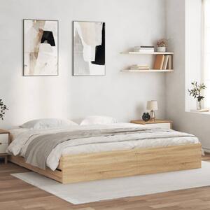 VidaXL sonoma tölgy színű szerelt fa ágykeret fiókokkal 180 x 200 cm