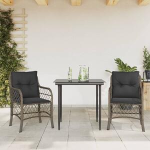 VidaXL 3 részes szürke polyrattan bisztrógarnitúra párnákkal