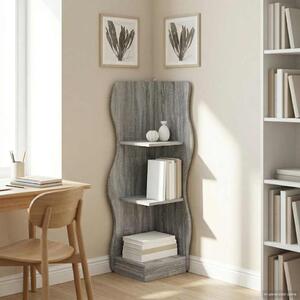Sarokpolc polcokkal Szürke Sonoma 34 x 33 x 102 cm Szerelt Fa