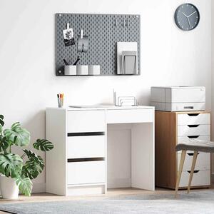 Asztal fiókkal polcokkal Fehér 90 x 37,5 x 75 cm Faanyag