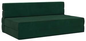 VidaXL Hajtogatható Kanapéágy Sötétzöld 203 x 152 x 15 cm Bársony