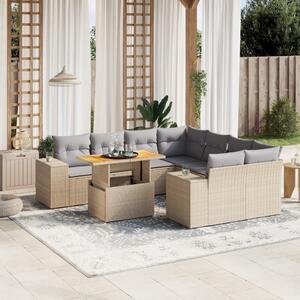 VidaXL 9-részes bézs polyrattan kerti ülőgarnitúra párnákkal