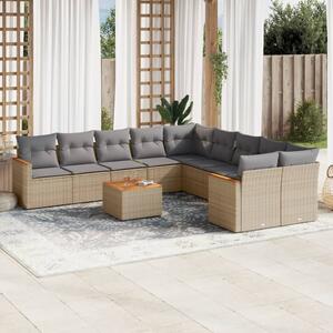 VidaXL 11részes vegyes bézs polyrattan kerti ülőgarnitúra párnákkal