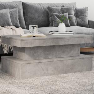 Betonszürke dohányzóasztal LED-lámpákkal 90x50x40 cm