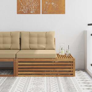 VidaXL Kültéri végkanapé 3 Darab Természetes és bézs 115 x 83 x 73 cm