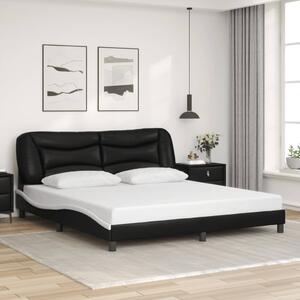 VidaXL fekete és fehér műbőr ágykeret fejtámlával 180x200 cm