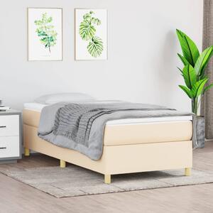 Krémszínű szövet ágykeret matrac nélkül 90x200 cm