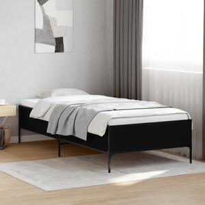 VidaXL fekete szerelt fa és fém ágykeret 90 x 200 cm