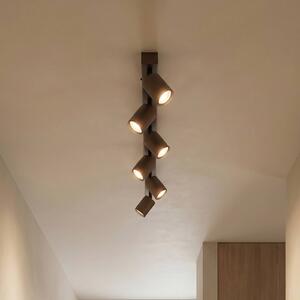 TK Lighting Mennyezeti spot Top, állítható, barna, hatlángú lineáris, dimmelhető, Barna / rozsda, Nappali / Étkező, fém, Modern