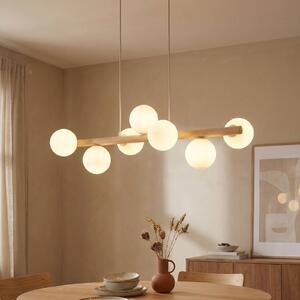 TK Lighting Estera függőlámpa, opál üveg, fa, hét lámpa, dimmelhető, Világos fa, Nappali / Étkező, Üveg