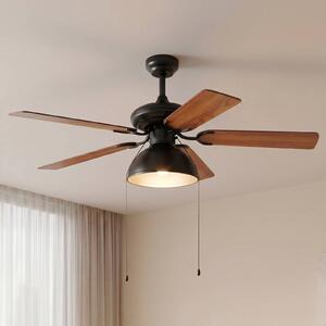 Lucande mennyezeti ventilátor világítással Shamoian, csendes, Ø 130 cm, Fekete, Nappali / Étkező, fém, Vintage