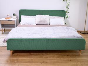 Zöld kordbársony ágy AMELIA FJORD 160 x 200 cm