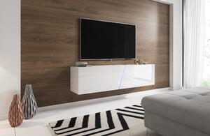 TV asztal/szekrény Savanna 160 (matt fehér + fényes fehér) (világítással). 1000634
