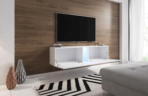 TV asztal/szekrény Savanna 160 (matt fehér + fényes szürke) (világítással). 1000635