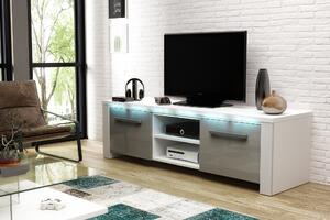 TV asztal/szekrény Marilee (matt fehér + fényes szürke). 1000622