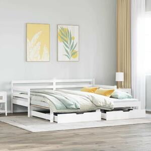 VidaXL fehér kihúzható heverő fiókokkal matrac nélkül 90 x 190 cm